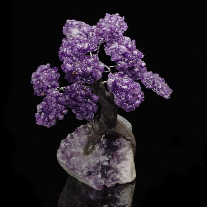 Amethyst Gemstone Tree on Amethyst Cluster Base