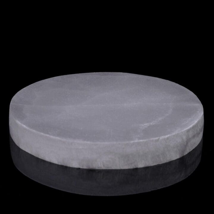 Thick Round Hand-Carved Selenite Plate - Image 4