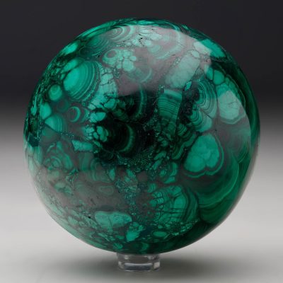 Hand-Polished Solid 3.5" Diameter Malachite Sphere // Ver. III
