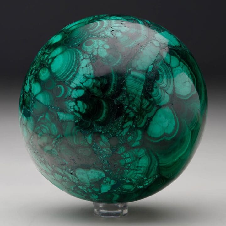 Hand-Polished Solid 3.5" Diameter Malachite Sphere // Ver. III