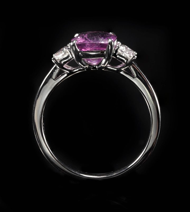 Pink Sapphire and Cushion Diamond Ring (GIA Certified) - 6.5 size - Image 2