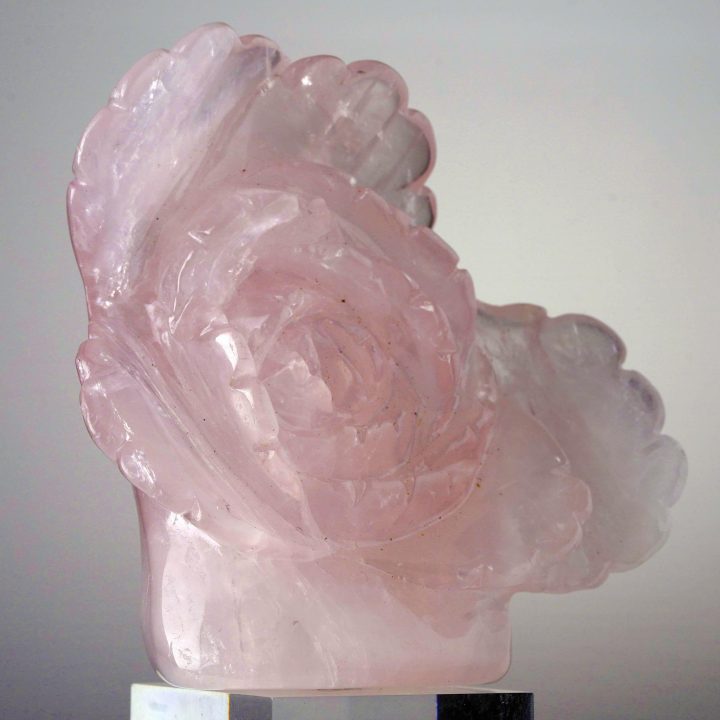 Hand-Carved Rose Quartz Rose From Madagascar - Image 3