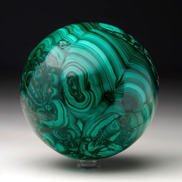 Hand-Polished Solid 3.5" Diameter Malachite Sphere // Ver. IV - Image 5