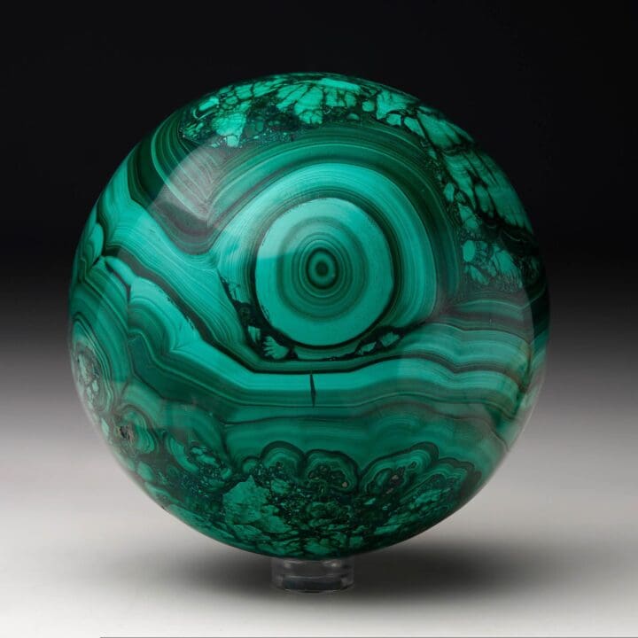 Hand-Polished Solid 3.5" Diameter Malachite Sphere // Ver. IV