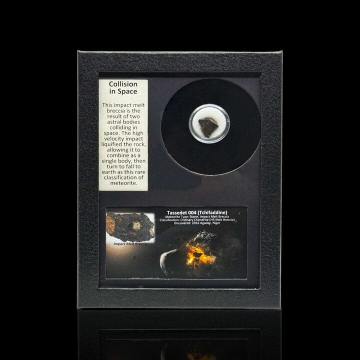 Collision in Space Meteorite – Rare Impact-Melt Specimen in Collector’s Display Box