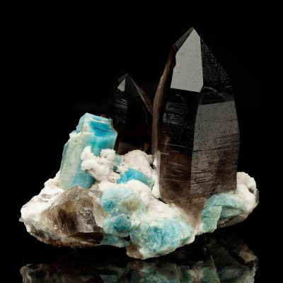 Smoky Quartz with Amazonite and Albite