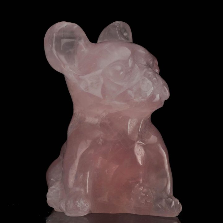 Brazilian Rose Quartz Dog Carving - 632g - Image 3