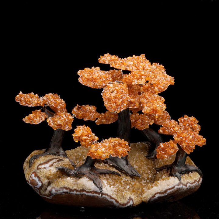 Large Citrine Gemstone Tree on Citrine Cluster Base
