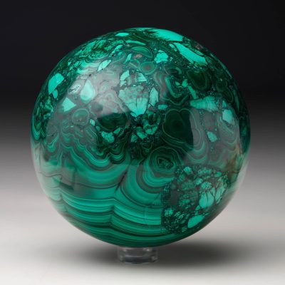 Hand-Polished Solid 3.5" Diameter Malachite Sphere - 2.7 lb