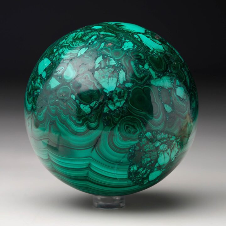 Hand-Polished Solid 3.5" Diameter Malachite Sphere // Ver. V