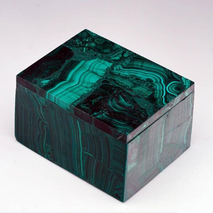 Hand-Carved Malachite Decorative Box I - Image 2
