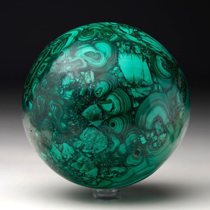 Hand-Polished Solid 3.5" Diameter Malachite Sphere // Ver. IV - Image 2