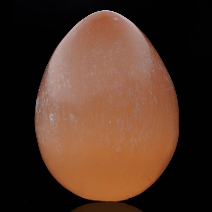 Hand-Carved Orange Selenite Egg From Morocco - Image 2
