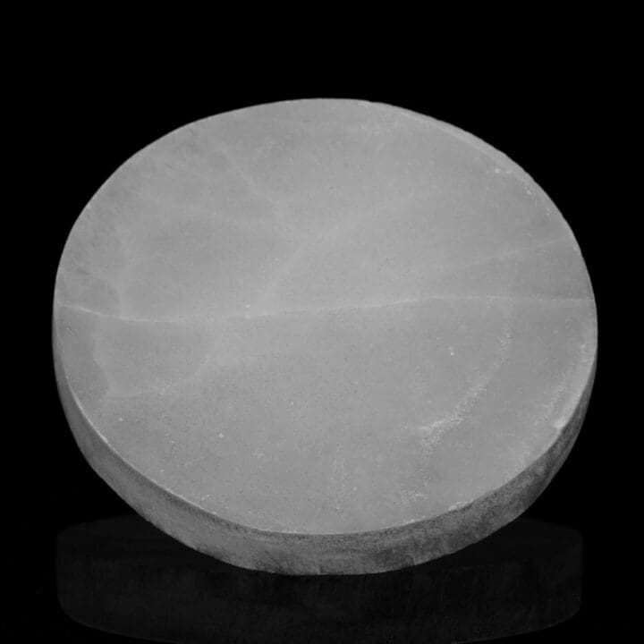 Thick Round Hand-Carved Selenite Plate