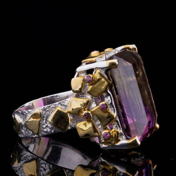 Ametrine and Rhodolite Cocktail Ring // Size 8 - Image 5