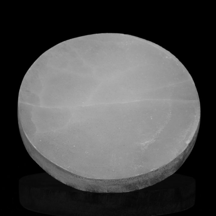 Thick Round Hand-Carved Selenite Plate - Image 2