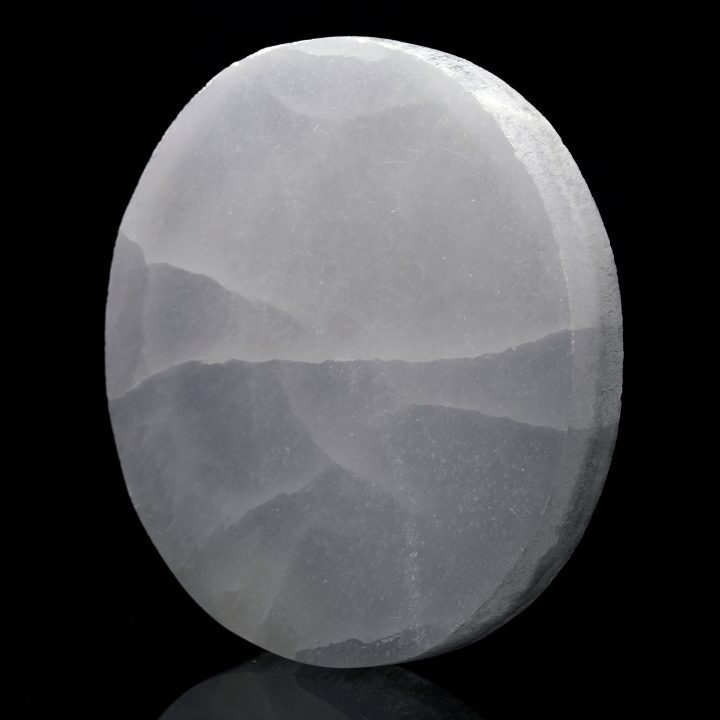 Thick Round Hand-Carved Selenite Plate - Image 3