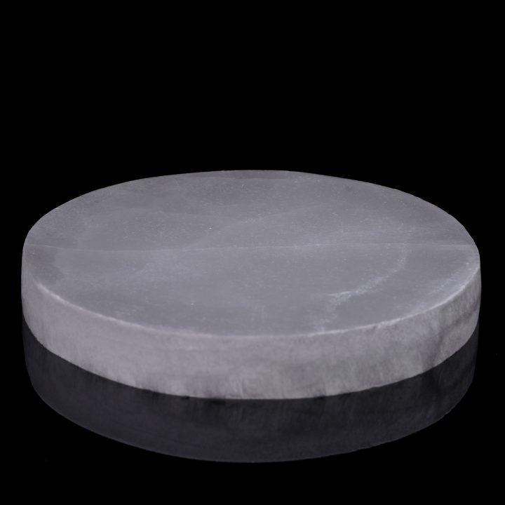 Thick Round Hand-Carved Selenite Plate - Image 4