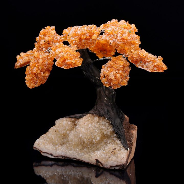 Large Citrine crystal tree on Quartz cluster base – handcrafted home decor