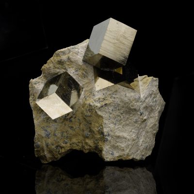 Unique Pyrite Cubes on Matrix