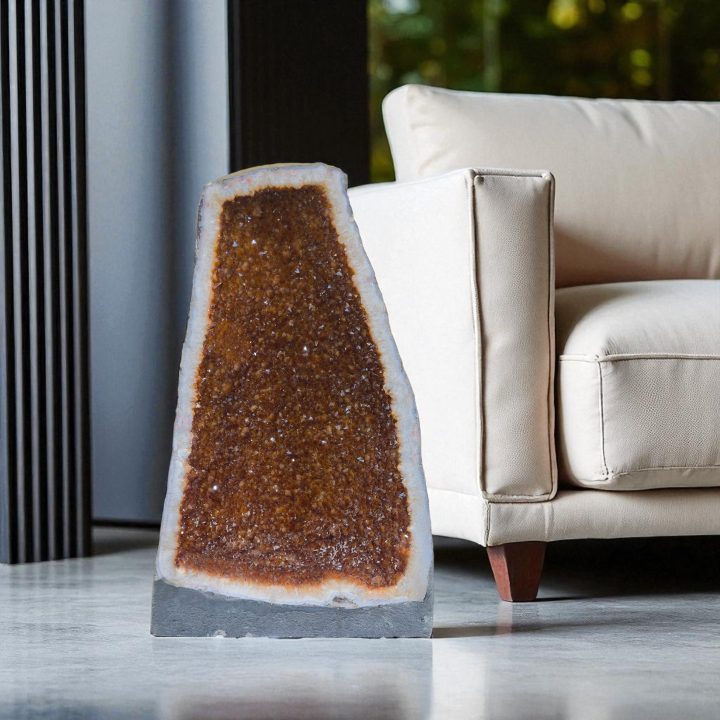 Citrine Cathedral placed in modern luxury living room interior