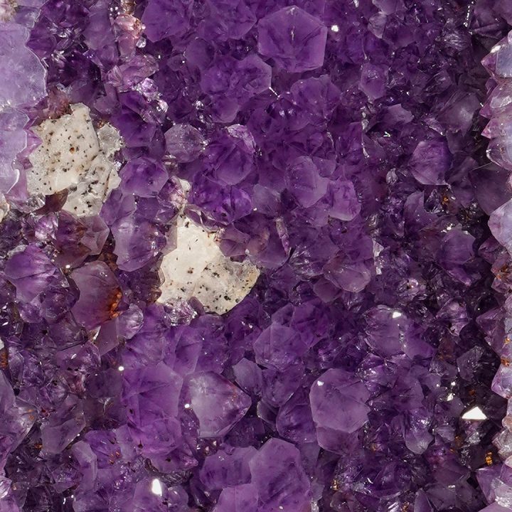 Close-up interior of Amethyst Cathedral with Calcite inclusions