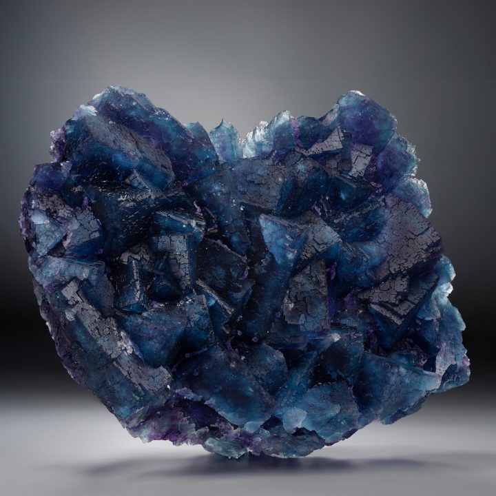 Large Chinese Fluorite specimen with indigo cubic crystals