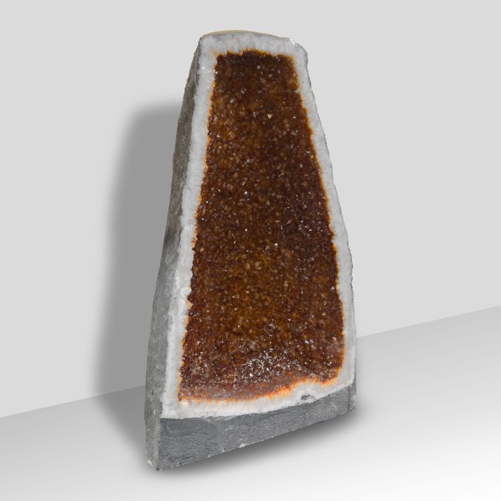 Large Citrine Cathedral geode with sparkling golden crystal interior