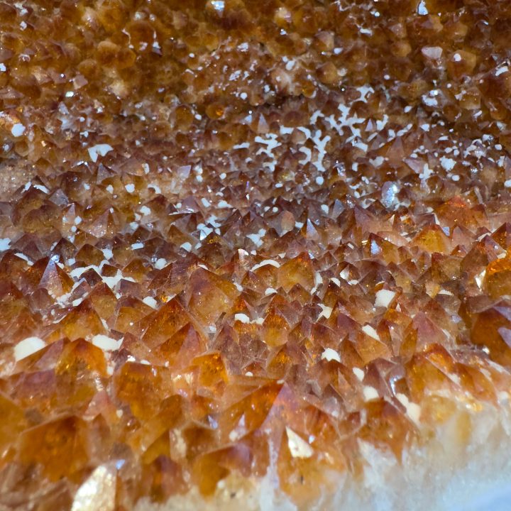 Close-up of Citrine Cathedral crystals with vibrant golden hues