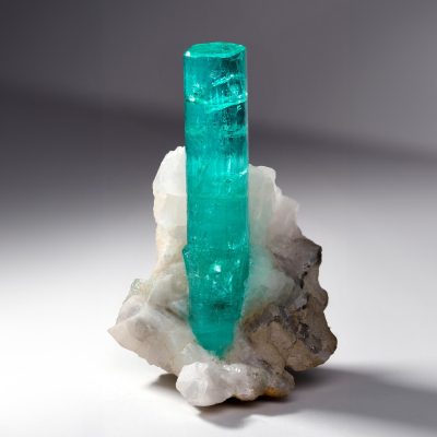 Colombian Emerald crystal on Calcite matrix with strong green color