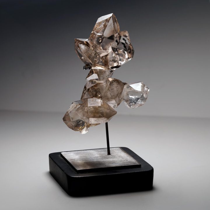 Genuine Herkimer Diamond Cluster on Custom Stand – Natural Clarity & Sculptural Elegance