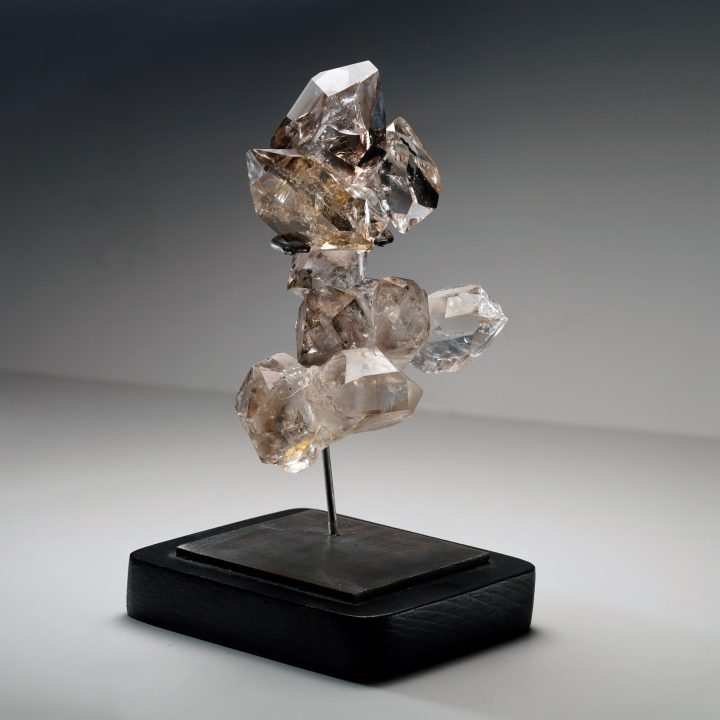 Genuine Herkimer Diamond Cluster on Custom Stand – Natural Clarity & Sculptural Elegance