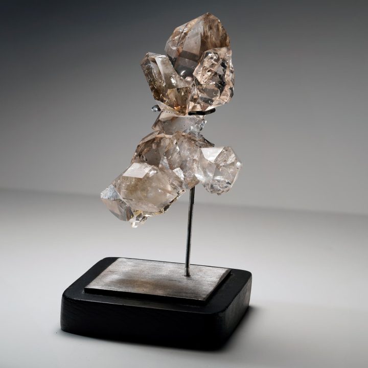 Genuine Herkimer Diamond Cluster on Custom Stand – Natural Clarity & Sculptural Elegance
