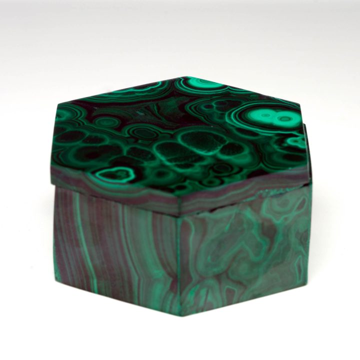 Hand-carved Malachite box with lid closed
