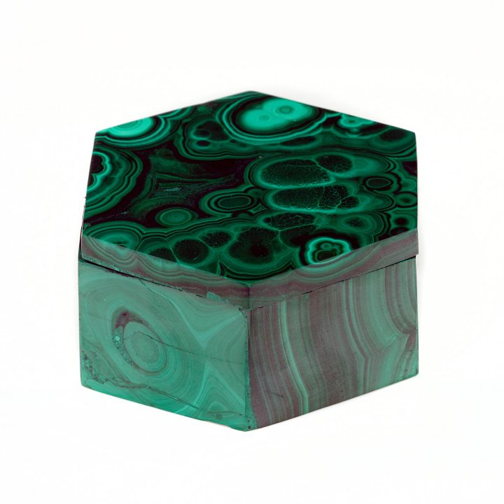 Hand-carved Malachite box with polished lid