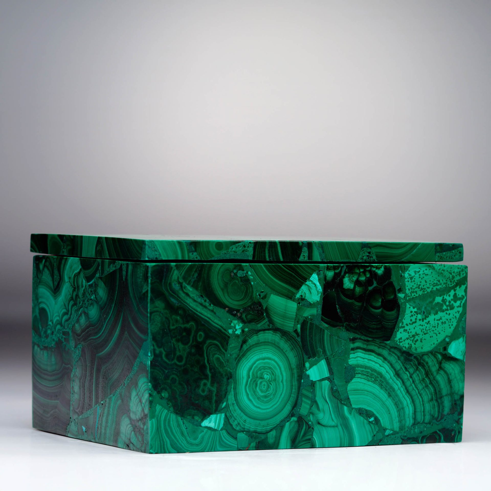 Natural Hand Carved Malachite Box - 1.51 lb