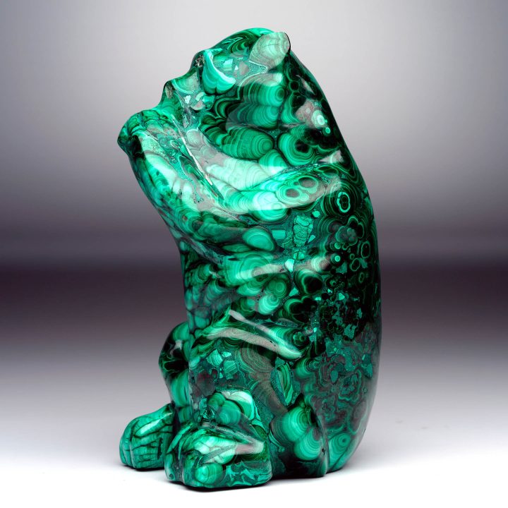 Polished Malachite monkey carving in rich green hues