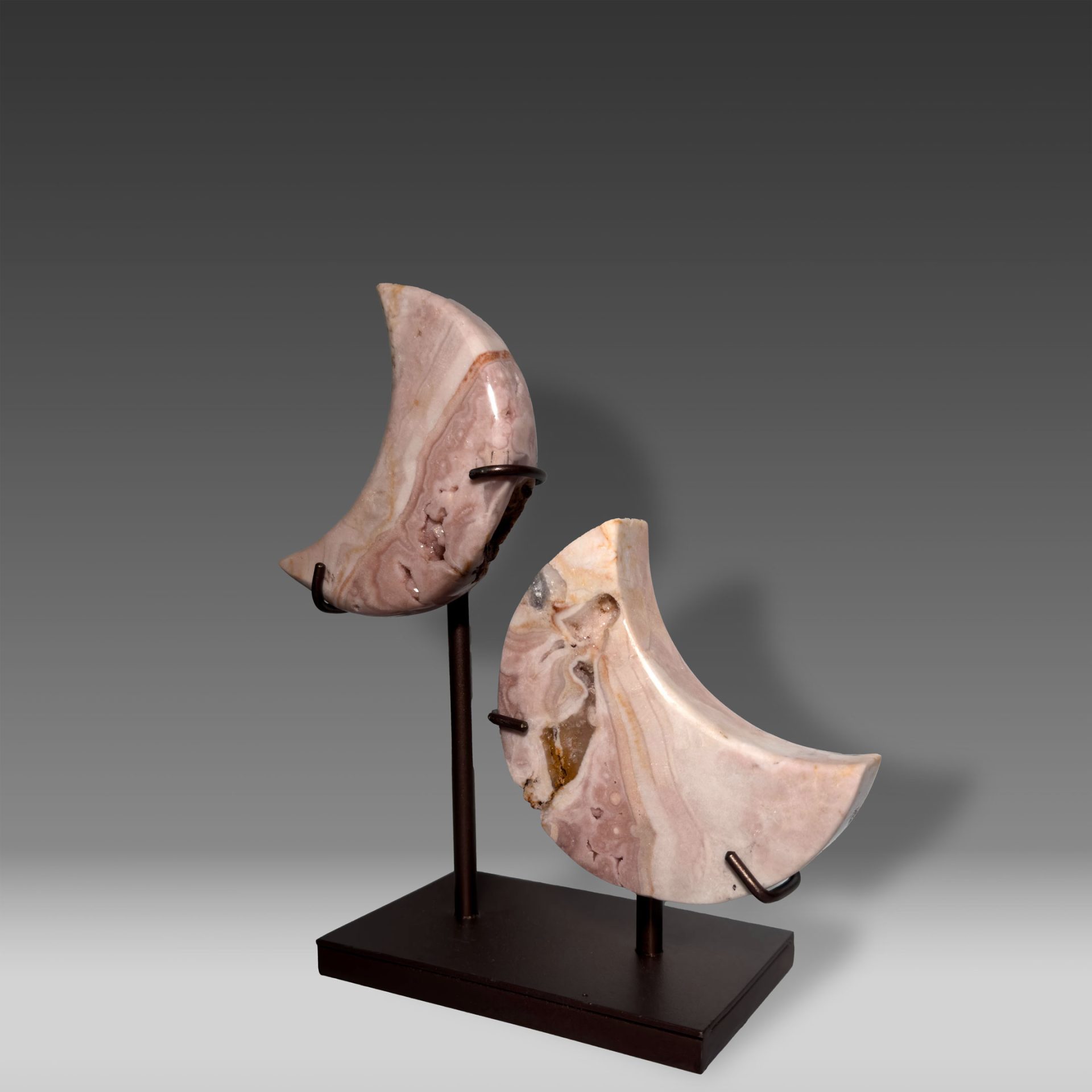 Pink Amethyst Crescent Moon Display - Astro West