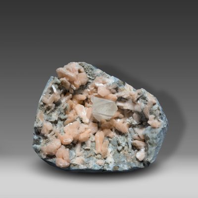 Calcite crystal on Stilbite and Apophyllite mineral specimen
