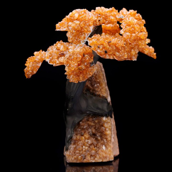 Citrine Crystal Gem Tree with Radiant Orange Leaves