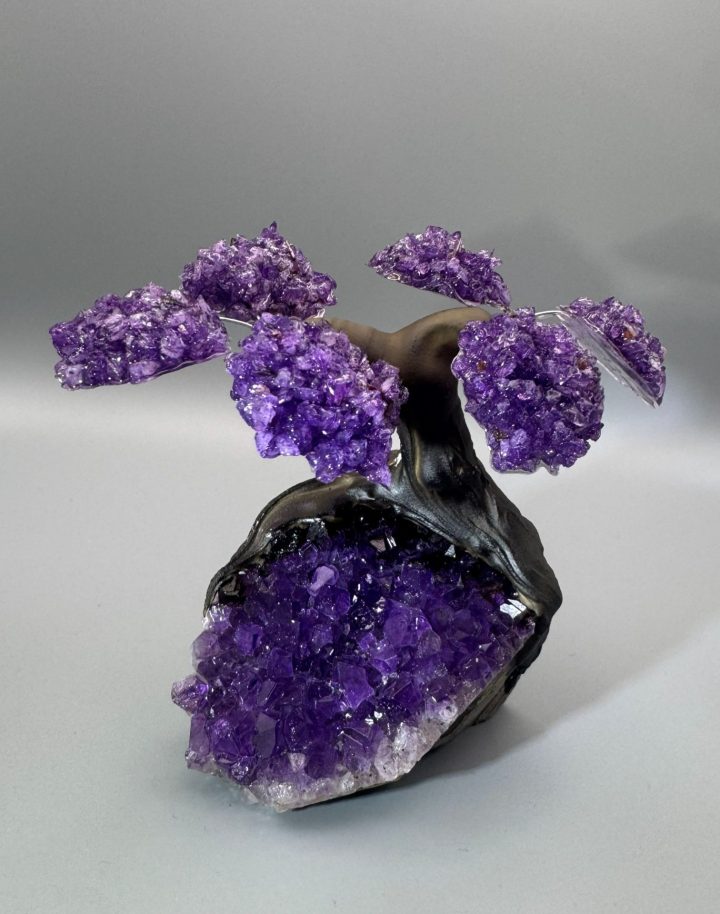 Healing Amethyst Gemstone Tree on Amethyst Crystal Base - Bonsai Home Décor