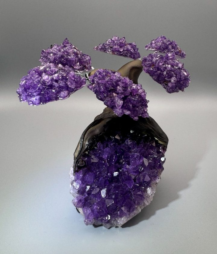 Healing Amethyst Gemstone Tree on Amethyst Crystal Base - Bonsai Home Décor