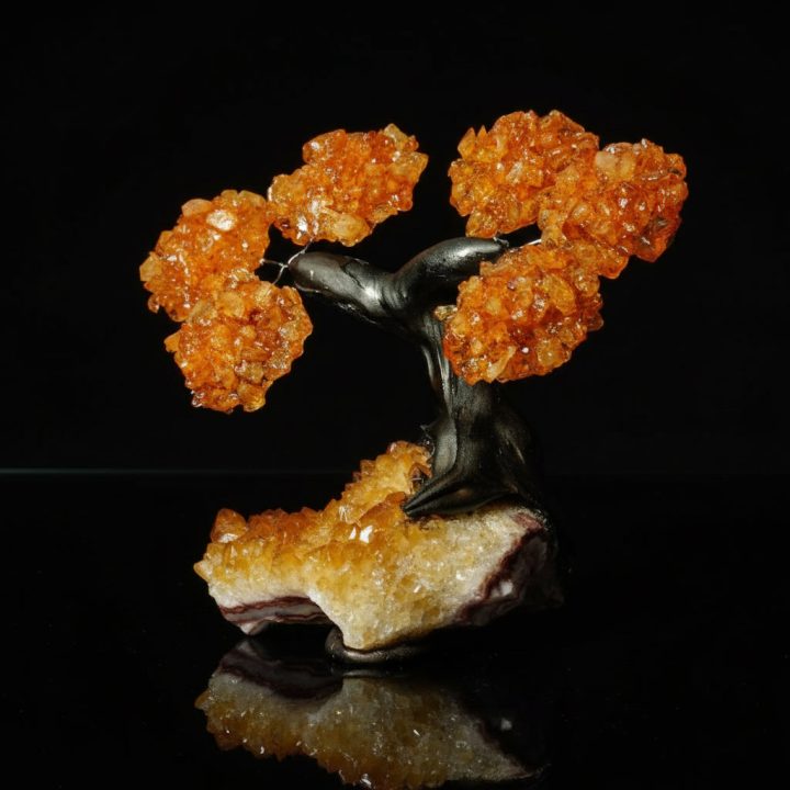 Handcrafted Citrine Gemstone Tree on Citrine Crystal Base - Spiritual Home Décor