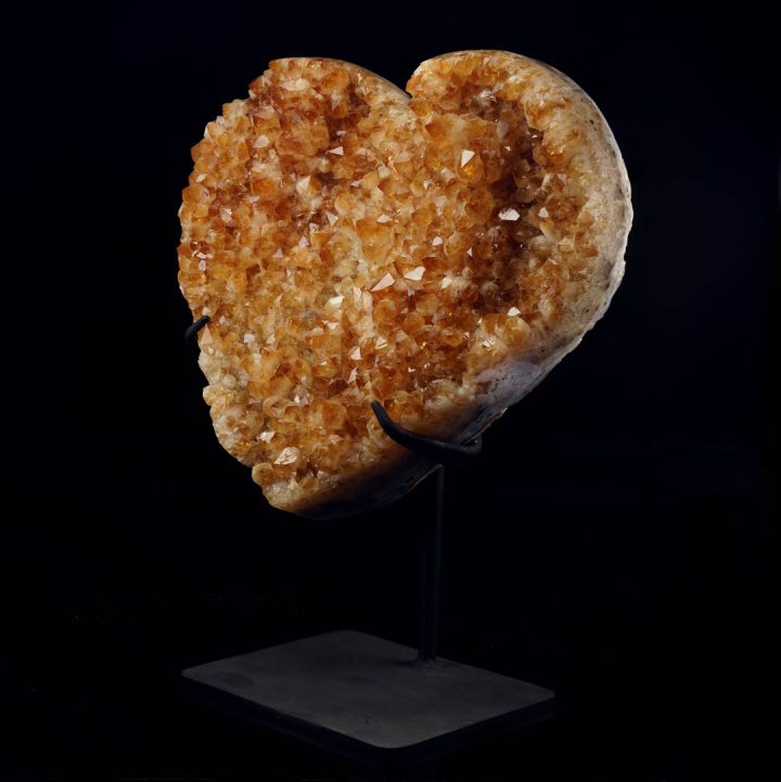 Golden citrine heart crystal sculpture for luxury home decor