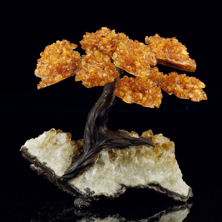 Handcrafted Citrine Gemstone Tree on Citrine Crystal Base - Spiritual Home Décor