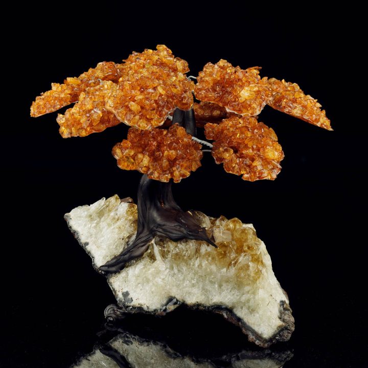 Handcrafted Citrine Gemstone Tree on Citrine Crystal Base - Spiritual Home Décor