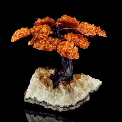 Handcrafted Citrine Gemstone Tree on Citrine Crystal Base - Spiritual Home Décor