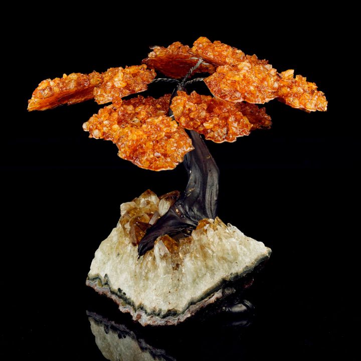 Handcrafted Citrine Gemstone Tree on Citrine Crystal Base - Spiritual Home Décor