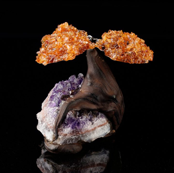 Handcrafted Citrine Gemstone Tree on Amethyst Crystal Base - Spiritual Home Décor