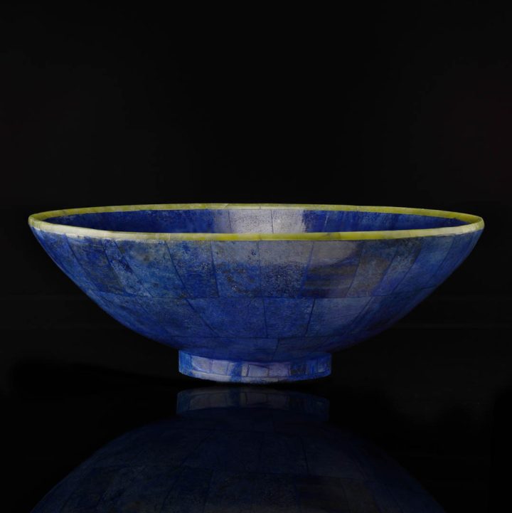 Lapis lazuli and jade bowl as a statement collector display piece